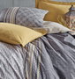 L'essentiel linge de maison Nedra - Juego de funda de edredón doble ranforce Gris, mostaza y blanco